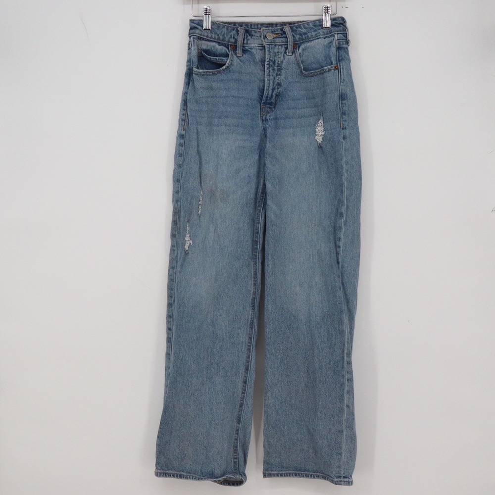 Old Navy Jeans Womens 0 Sky-Hi Wide Leg Light Wash Distressed Excellent